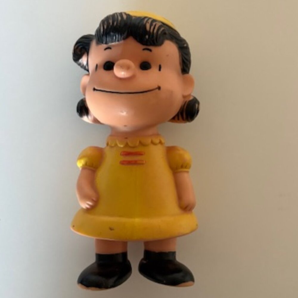 Vintage 1958 Peanuts Lucy Doll, Vinyl Squeak Toy, United Feature Syndicate